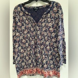 Lucky Brand boho blue top